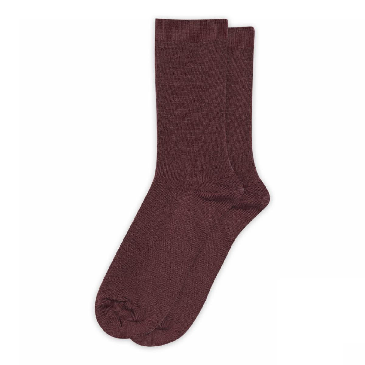 Fine Wool Rib strømper - Grape Skin